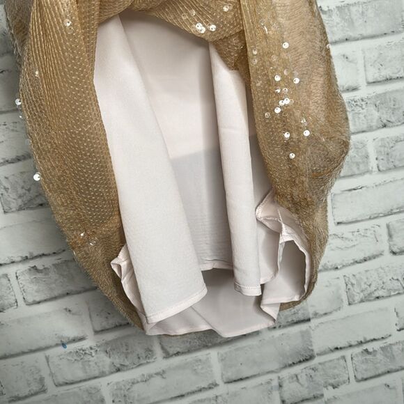 A New Day Cream Sequin V-Neck Sleeveless A-Line Mini Dress Size Large - Picture 5 of 7